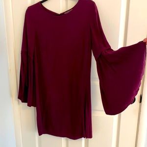 Michael Stars Maroon Dress with Belled Sleeves